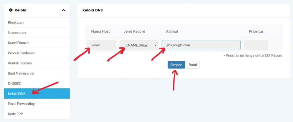 cara menggunakan custom domain di blogger