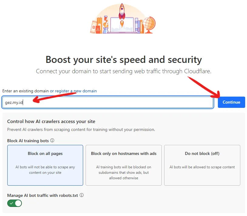 cara menghubungkan domain ke cloudflare